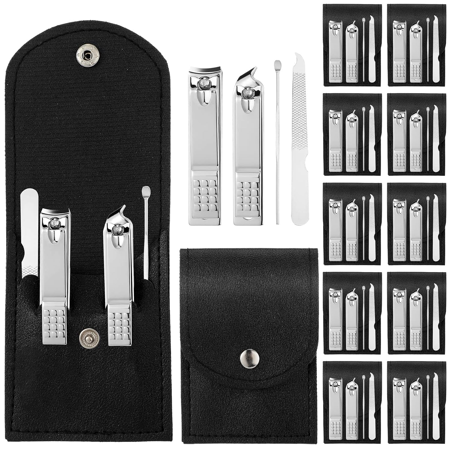 Geosar 12 Set Manicure Gifts Bulk Nail Clippers Pedicure Kit, Black