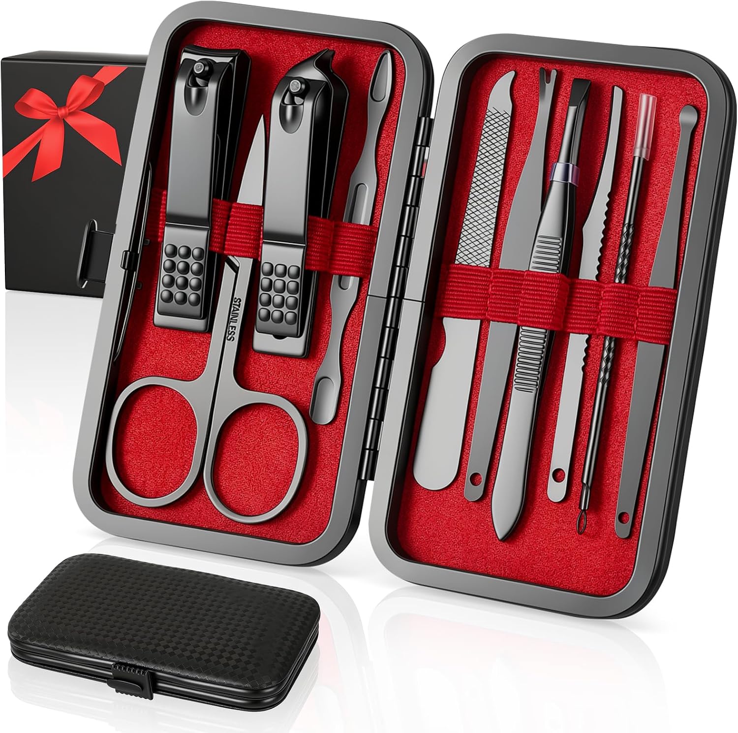Okomer Nail Clipper Set - Professional Manicure Set 10 Pcs Stainless Steel Nail Kit With Travel Case, Nail Clippers Set Gift For Men Women