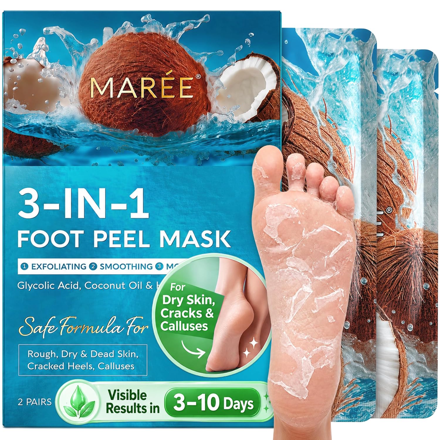 Brand recognition, product format, and the fact that this is a foot peeling mask rather than a cream or scrub.