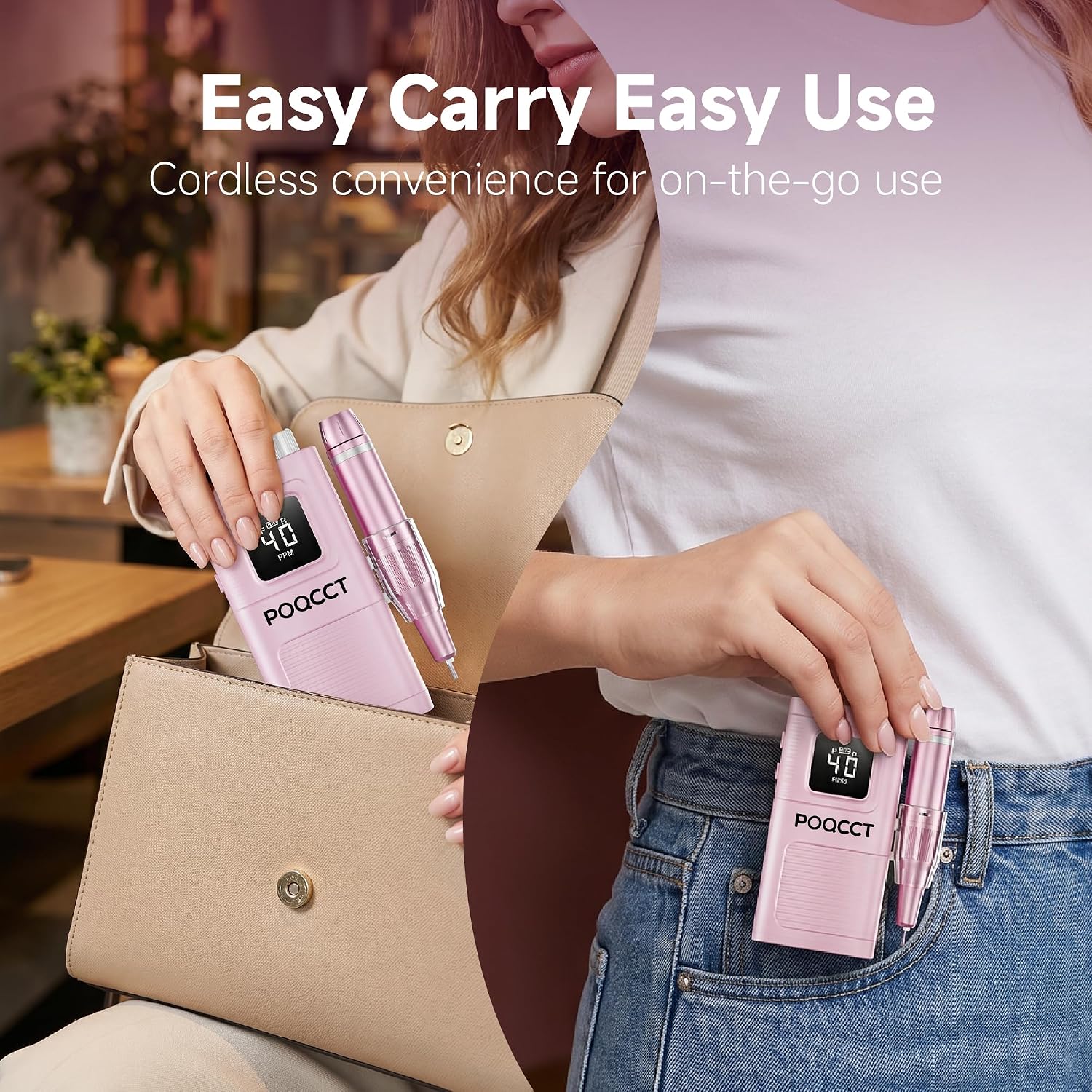 Professional Electric Nail Drill 40000Rpm 40-Speed Rechargeable Nail File