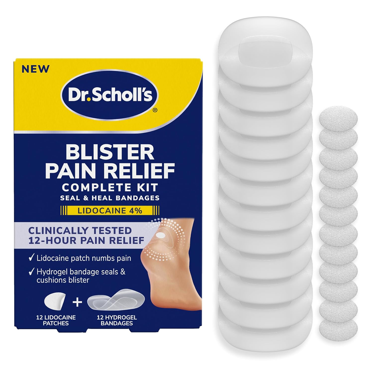 Brand recognition, product name, and the fact that this is a complete blister pain relief kit.