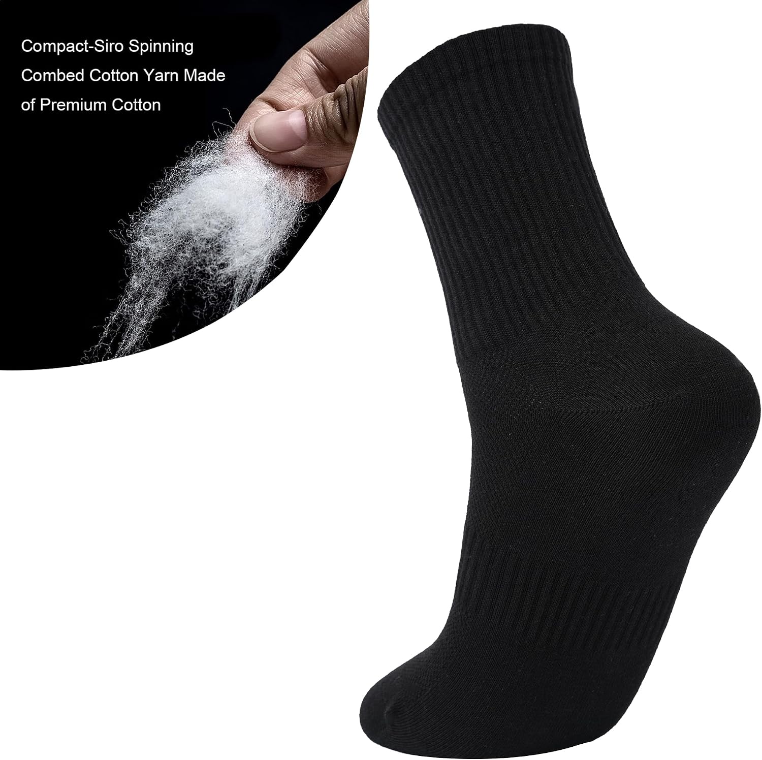 Men Anti Odor Moisture Wicking Seamless Breathable Crew Dress Running Socks