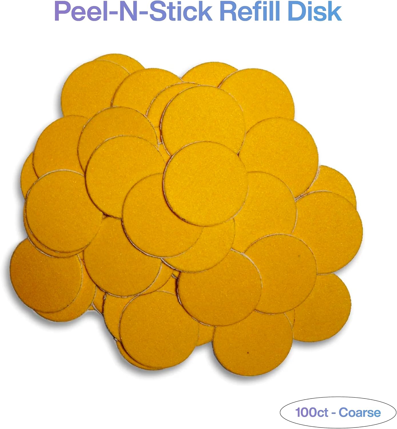 Helps readers understand the coarse abrasive surface and replaceable disk format.