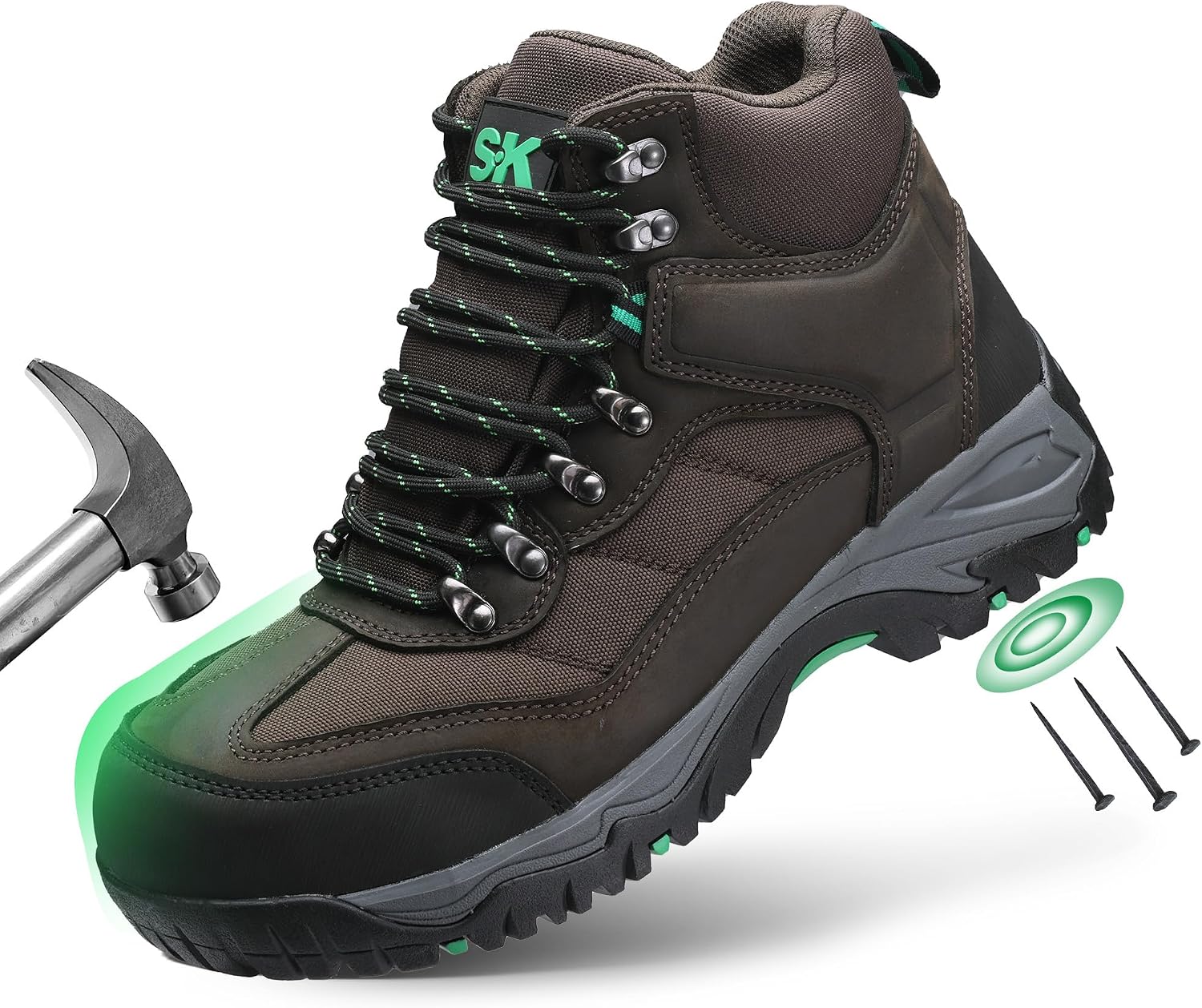 Sk Waterproof Steel Toe Boots For Men, Work Boots Puncture Resistant