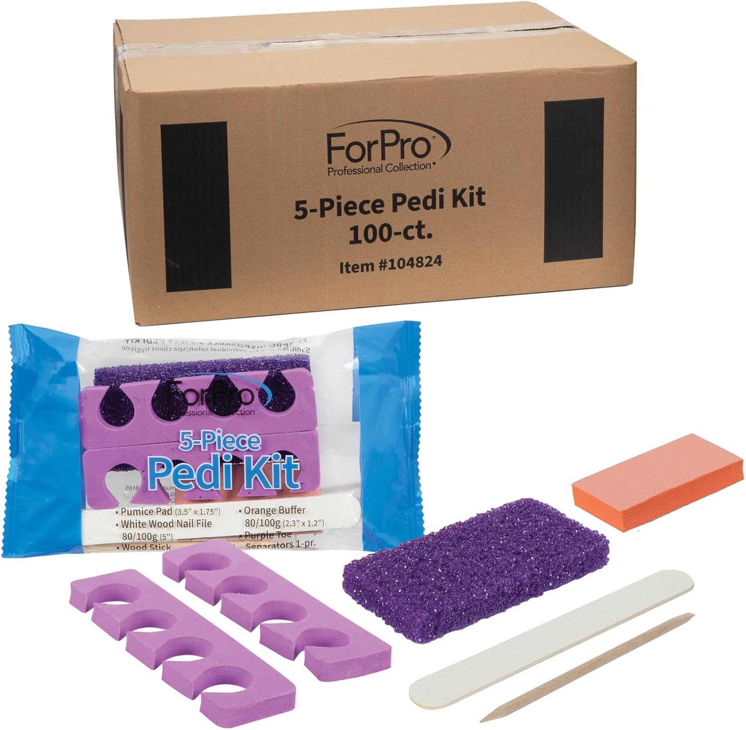 Overall kit composition, professional presentation, and the fact that it is a 5-piece disposable pedicure set.