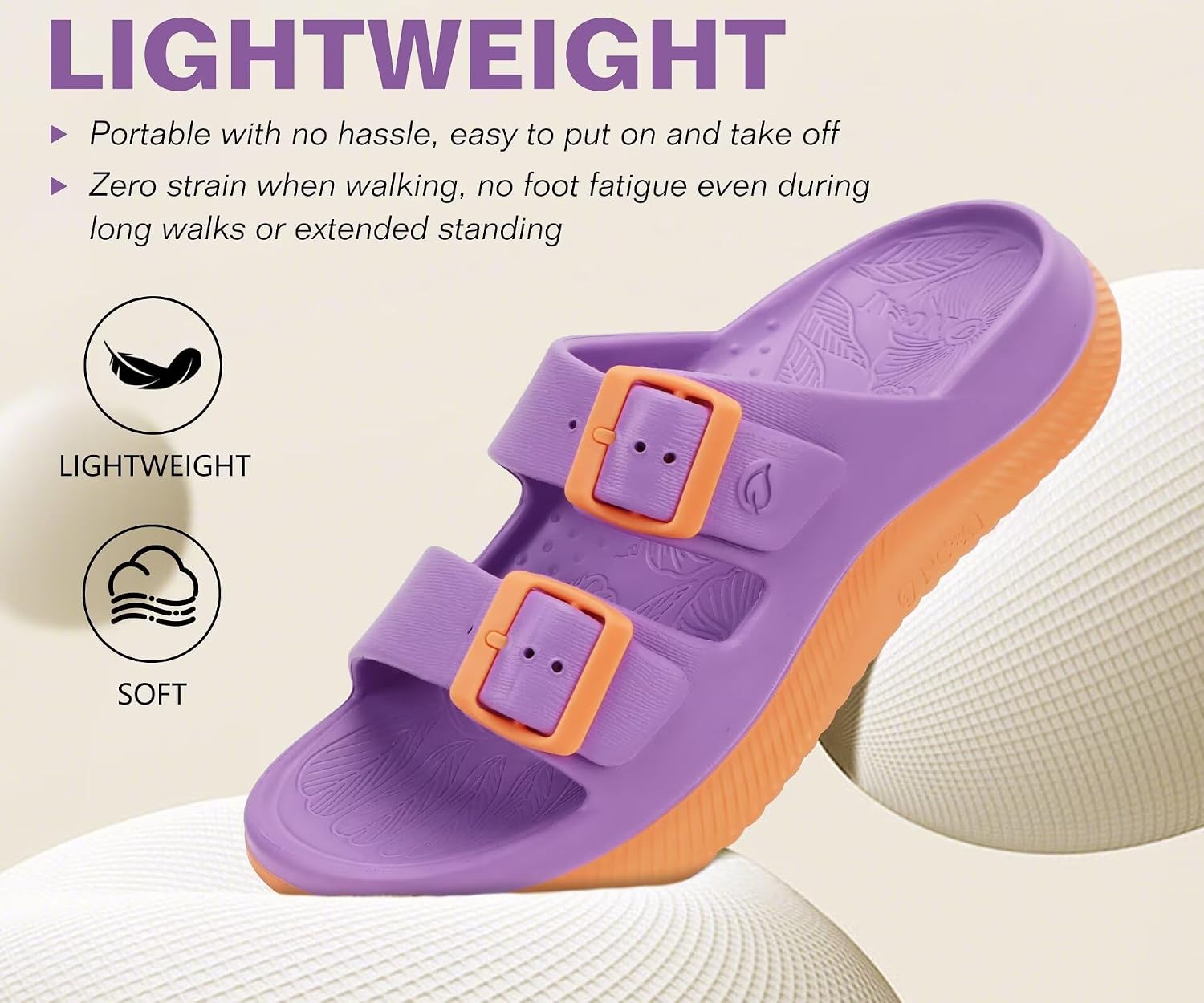 Best for demonstrating arch support, footbed contouring, and traction-oriented design.