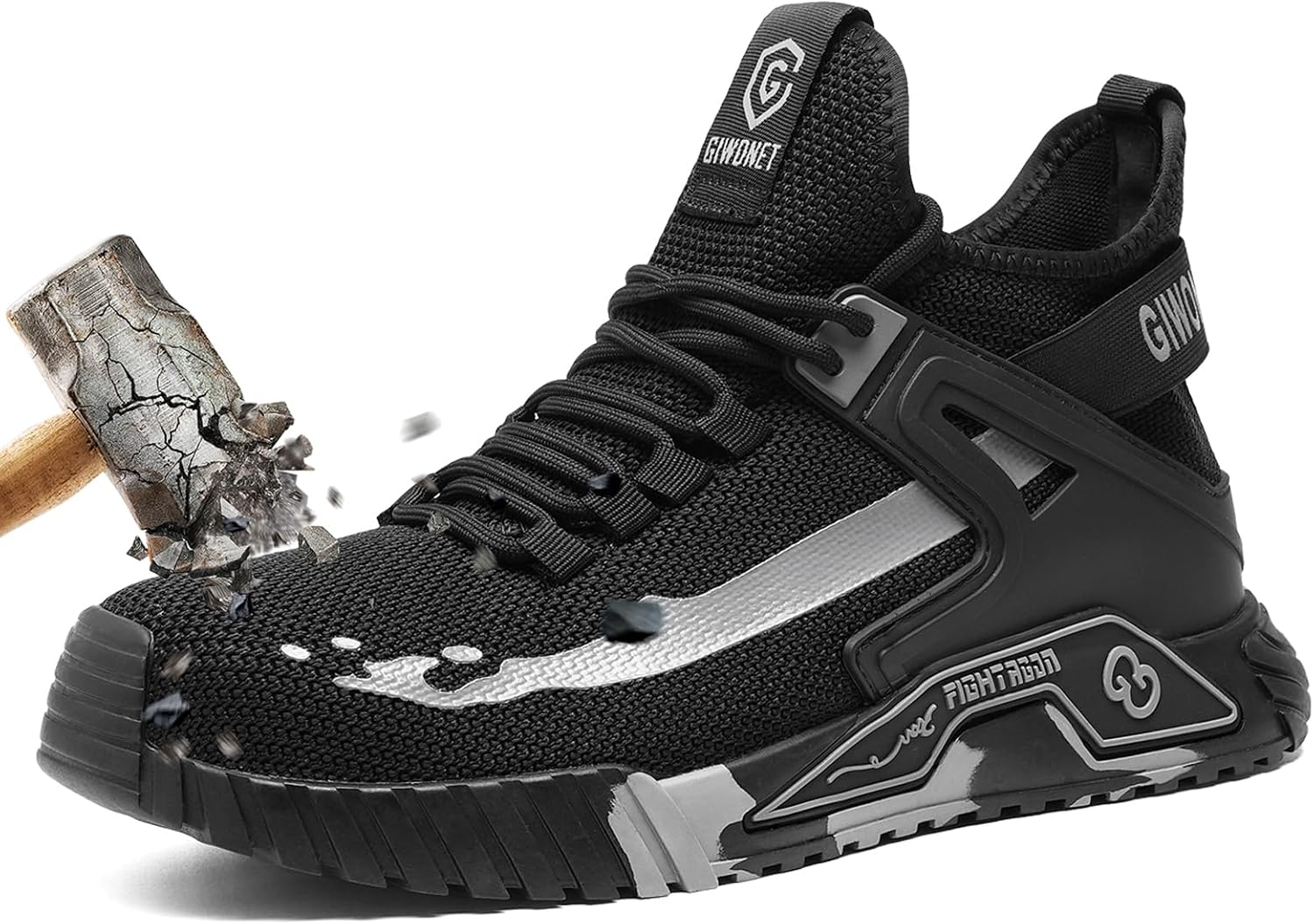Steel Toe Boots For Men Breathble Lightweight Steel Toe Work Shoes Safety Indestructible Construction Boots