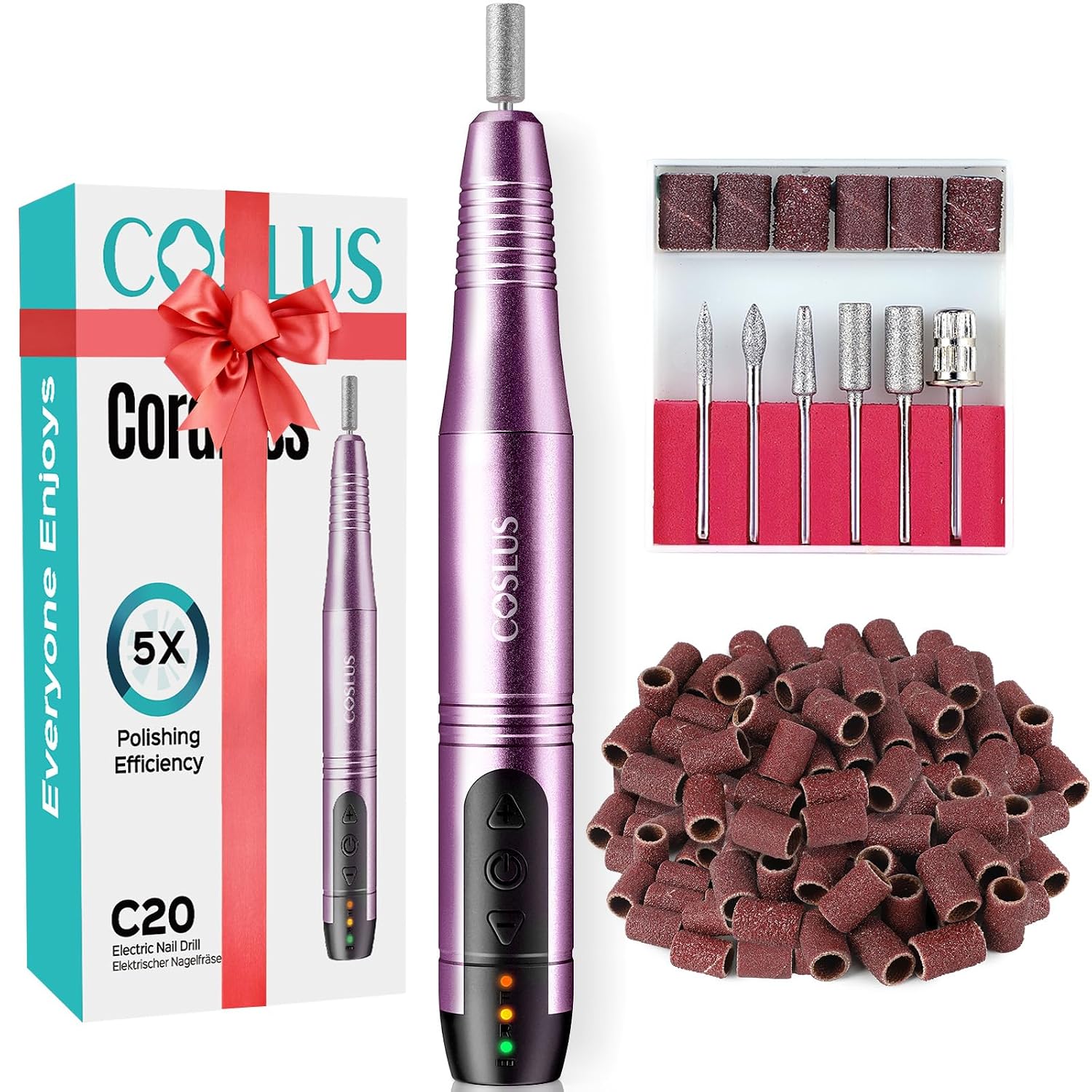 This image reinforces the product’s color, portability, and core form factor for at-home nail care.