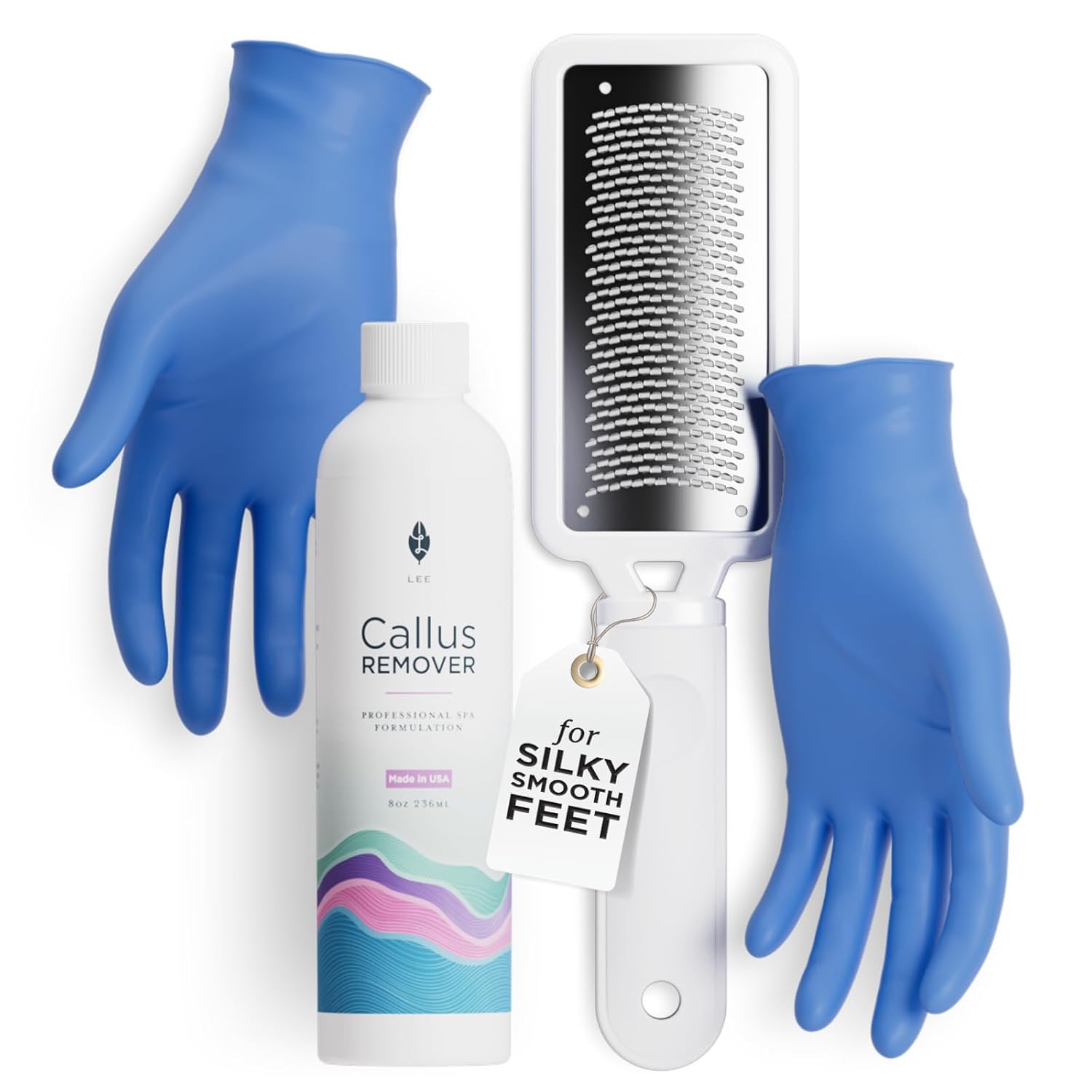 Lee Beauty Callus Remover For Feet Kit Foot Rasp And Gel 8Oz