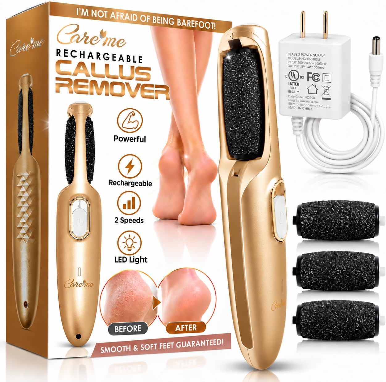 Powerful Electric Callus Remover Wand – Rechargeable Foot File, Grinder Removes Dead, Hard Skin & Calluses For Men & Women – Best Pedicure Tool For Soft, Smooth Feet