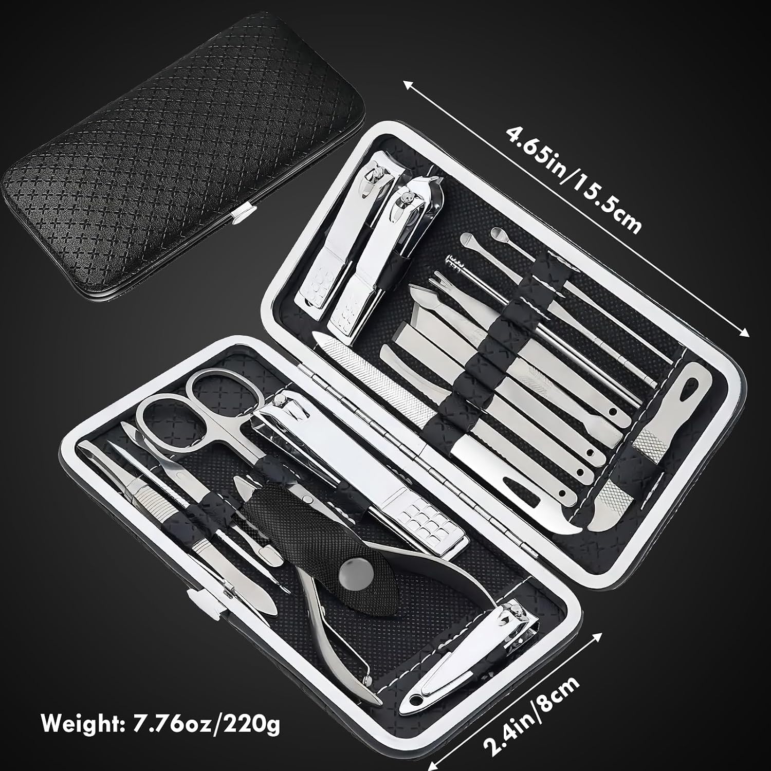 Manicure Set - 19 In 1 Professional Nail Clippers Pedicure Kit, Manicure Tool Kit, Stainless Steel Facial Grooming Set Kit, Gift Idea For Women, Men, Girls, Teens, Black