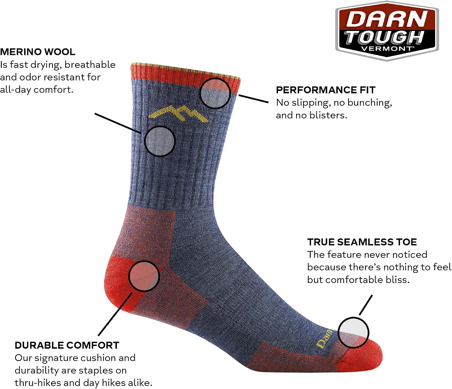 Fabric texture, cushioning, and merino blend construction.