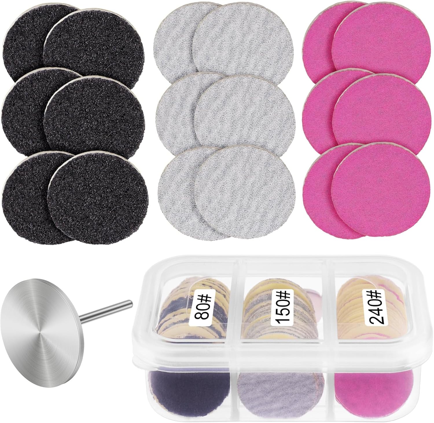 Highlights the complete kit, grit variety, and the core value proposition of getting both pads and the mandrel bit in one package.
